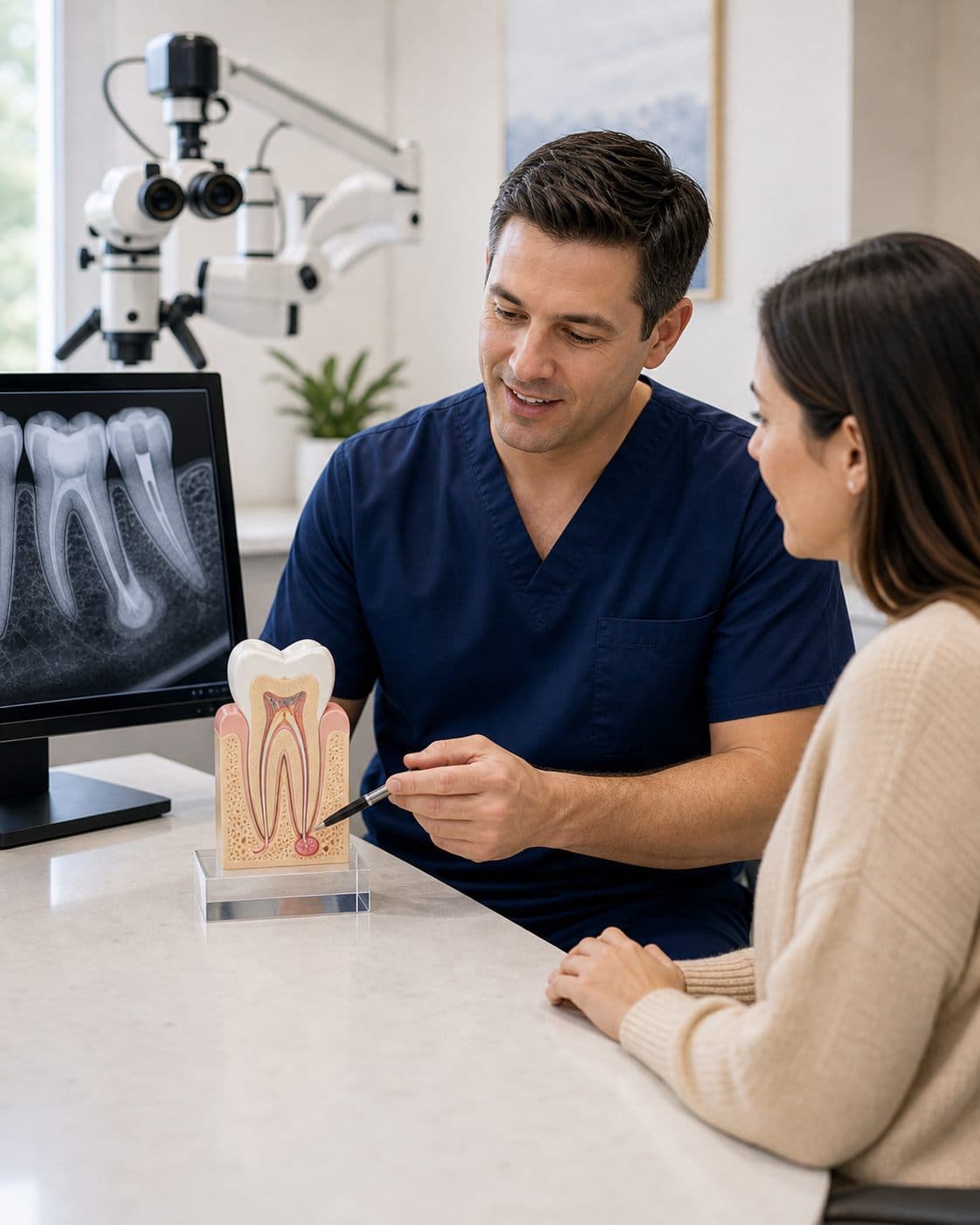 Apicoectomy consultation using a root-tip anatomy model at Solar Endodontics